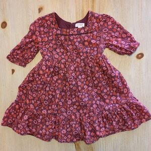 Girls' Floral Red Dress